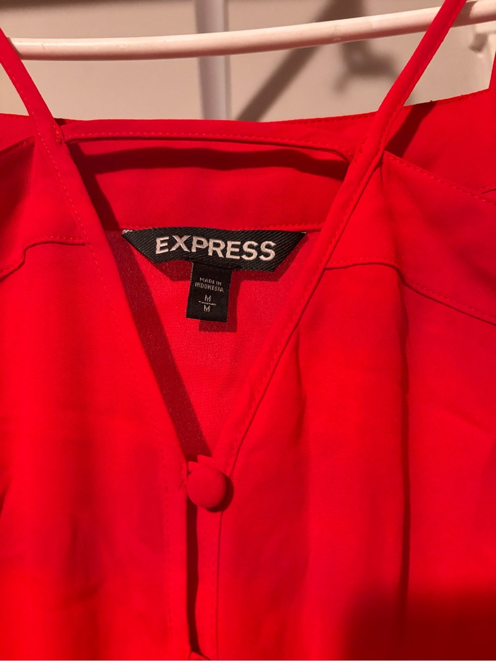 Express Red Cold-Shoulder Button-Front Top - Picture 2 of 7